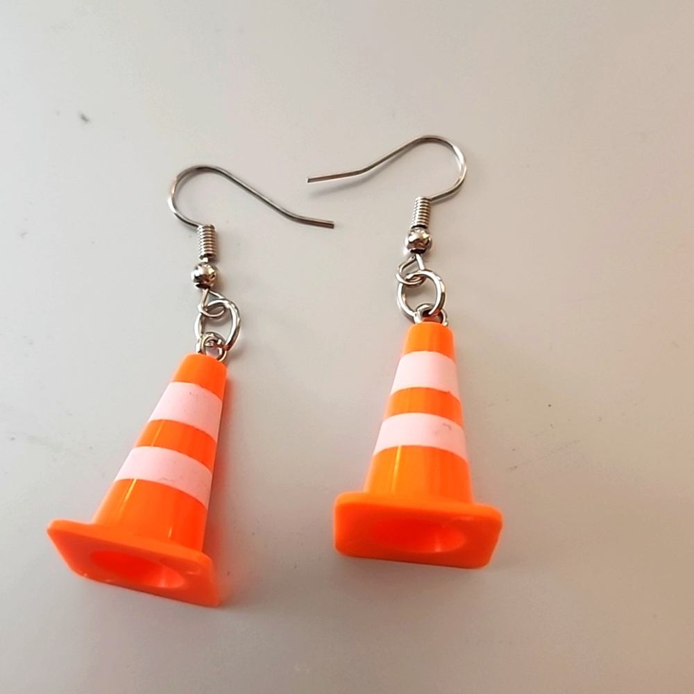 Safety Cone Earrings Acrylic Lightweight